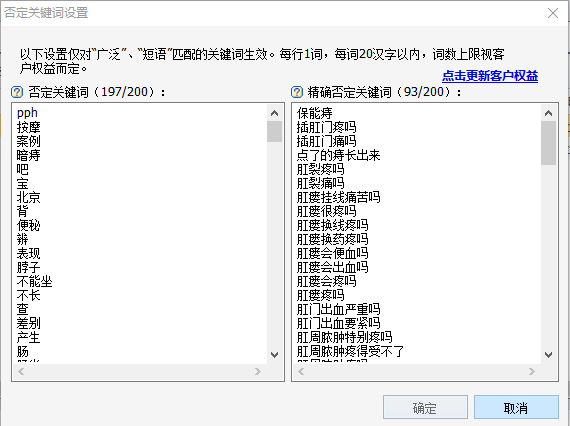 否定关键词(痔疮)