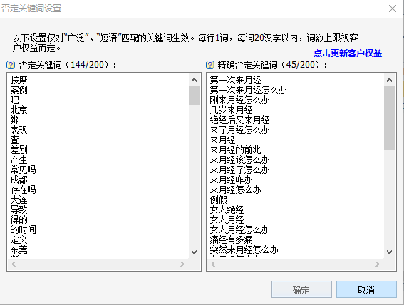否定关键词(月经不调)