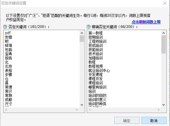 否定关键词(IT行业技术培训)