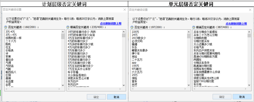 远琪汽车商城百度账户(否定关键词)